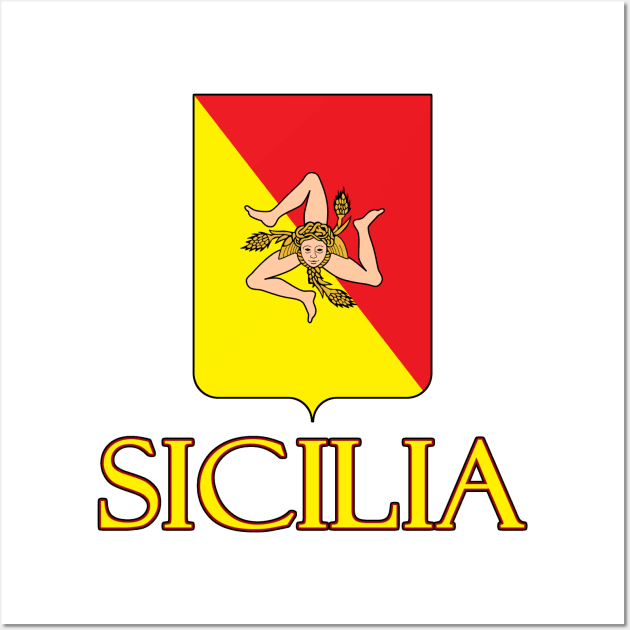 Sicilia (Sicily) Italy - Coat of Arms Design Wall Art by Naves